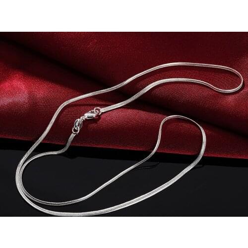 Fine charms 2MM Flat snake bone chain 925 Sterling Silver Necklace for Women Men 16-30 Inches fashion Jewelry Holiday gifts