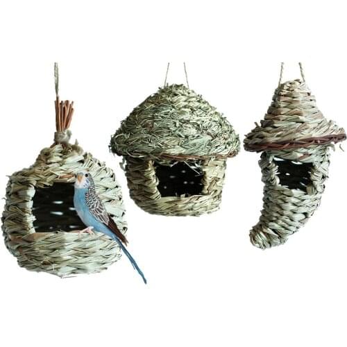 Hanging Irds Nest Outdoor Birds Nest Natural Grass Woven Birdhouse Bird Cage Garden Courtyard Decoration Bird Hut Pet Accessorie