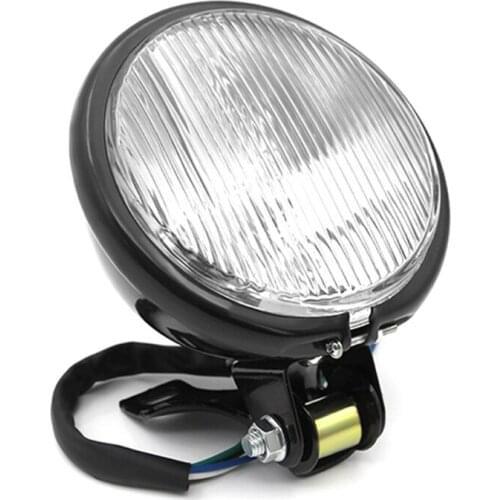 Retro Metal Motorcycle Headlight Round with Holder Electroplate Silver Vintage Utility To Use