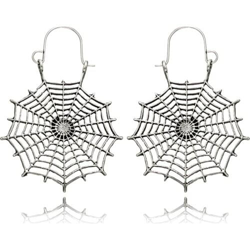 HuaTang Retro Gold Silver Color Hollow Spider Web Boho Earrings for Women Geometric Dangle Drop Earrings Jewelry Oorbellen 3617