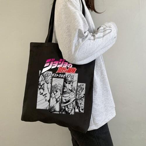 Manga Jojo Bizarre Adventure Shopping Bag Graphic Tote Harajuku Shopper Bag Women Canvas Shoulder Bag Female Ulzzang Eco Bag