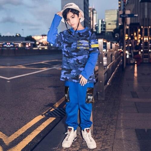 Hip Hop Dancer Outfit For Boys Rave Clothes Kids Jogger Long Sleeve Street Dancing Wear Festival Clothing Stage Costume DL7657