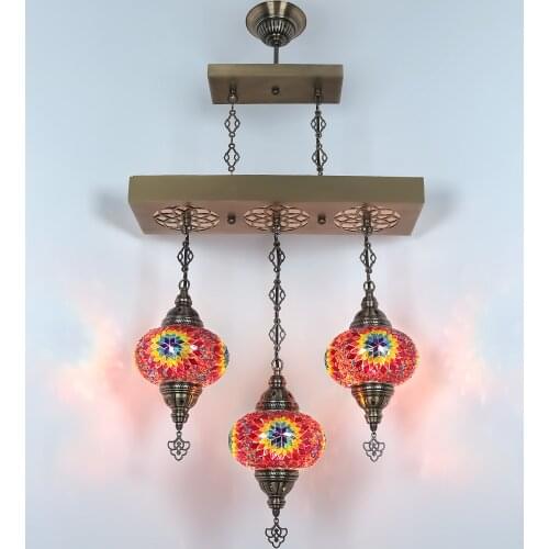 Turkish mosaic dining room chandelier 3 globe moroccan lamp lantern