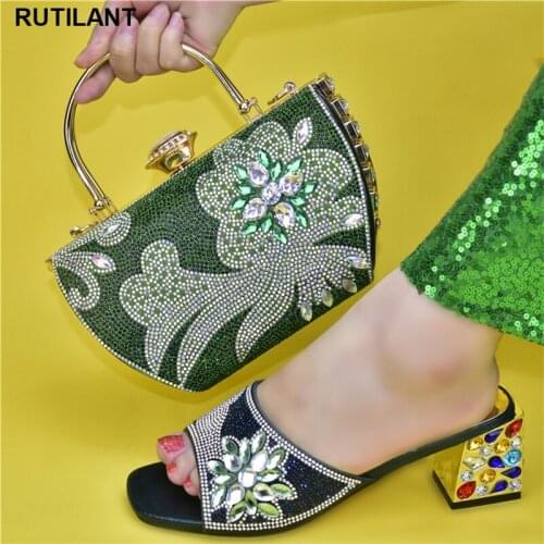 African Summer High Heels Slipper Shoes and Bag for Wedding Dress Ladies Footwear Comfortable Fashion Sexy Wedding Shoes Female