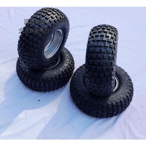 Kading ATV Parts 16*8-7-Inch Vacuum Tire 16X8.00-7-Inch Checkered Tire off-Road Wheel Set