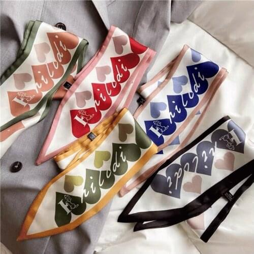 Fashion Skinny Hair Scarf For Women Print Headband Neck Scarfs Female Long Wrist Ribbon Cute Bag Scarves For Ladies Dropshipping