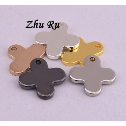 5 color ZHU RU 10pcs 12.5*10.4mm Charms Clover leaf cross religion shape Making pendant fit Vintage DIY bracelet necklace