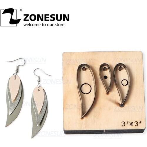 ZONESUN H6 DIY Custom Cutter Leather Earring Cutting Die Leather Cut Out Earring For Steel Rule Die Cutting Machine Press Tools