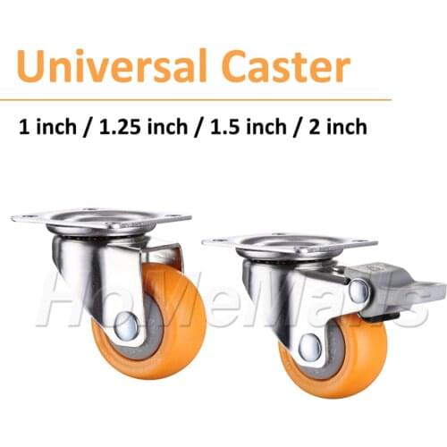 4pcs 1/1.25/1.5/2 inch 360 Degree Swivel Plate Caster Nylon Material Wheels Silent Universal Casters For Workbench or Trolley