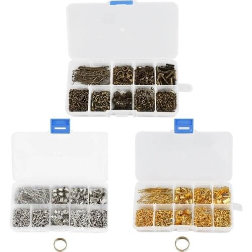 1Box Open Jump Rings Crimp End Clasps Lobster Clasps Extension Chain Metal Connector DIY Jewelry Making