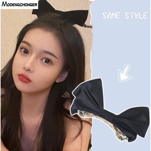 1PC Fashion Black Barrette Bow Hairpin Woman Girls Head Top Clip Sweet Hairclips Simple Super Fairy Headdress Hair Accessories