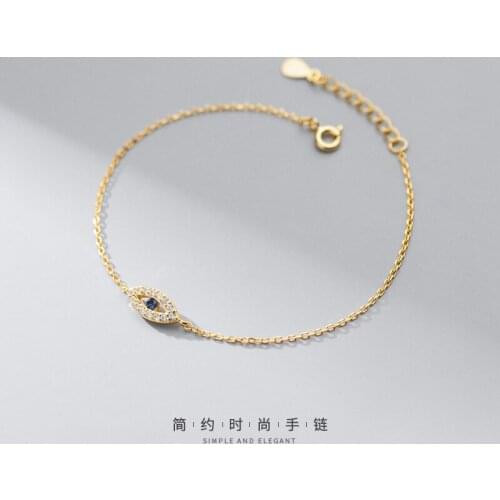1pc Authentic REAL. 925 Sterling Silver Blue Eye Evil chain Bracelet Turky C-S4416