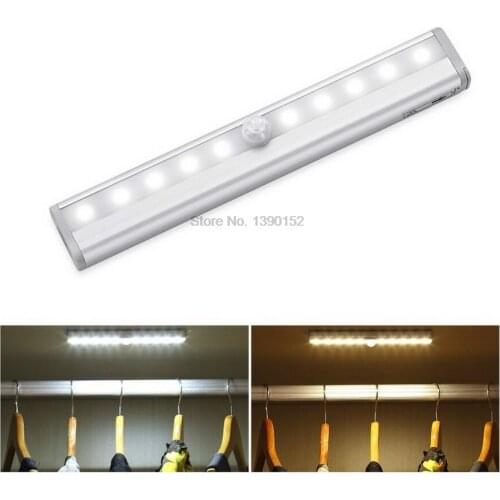 DHL 100pcs LED Cabinet Light IR Infrared Motion Detector Sensor Closet Night Light Lamp 10LEDs Induction Wardrobe Step Lights