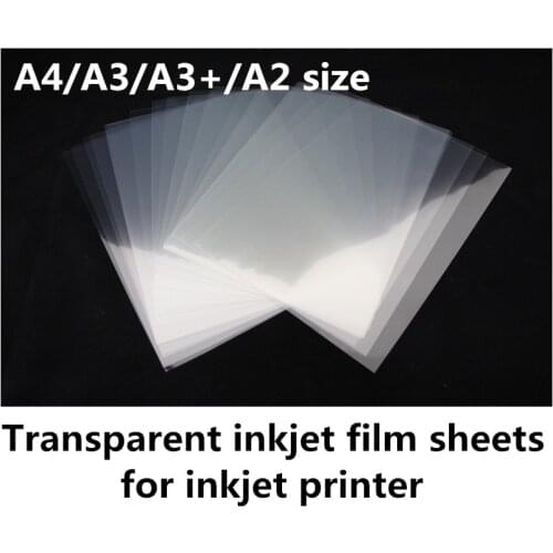 100mic A4/A3/A3+/A2 size inkjet clear film sheets with carton package for plate making print