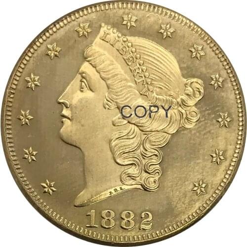 1882 CC United States 20 Twenty Dollars Liberty Head Double Eagle with motto Gold coin Brass Collectibles Copy Coin
