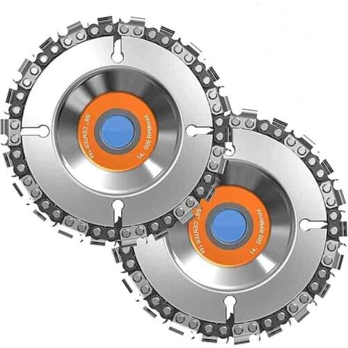 2Pcs 4-Inch Angle Grinder with Chain Disk Wood Slotting Saw Blade Woodworking Cutting Blade Cutting Chain Disk CNIM Hot