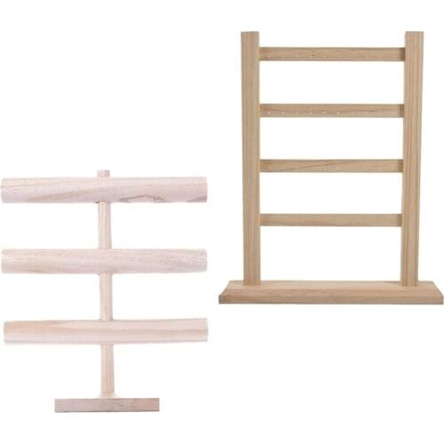 2Pcs Solid Wood 4-Layer Earring Display Stand 3-Layer Bracelet Watch Storage Home Jewelry Display Stand Shoot Props