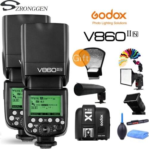 2 PCS Godox V860II V860II-N E-TTL HSS 1/8000s Without VB18 Battery 2.4g Wireless Speedlite Flash for Nikon