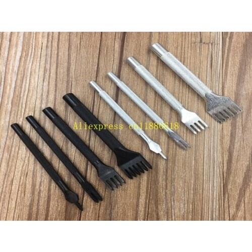 20sets/lot Fast Shipping 4mm DIY Leather Craft Tool Hole Punches Lacing Stitching Punch Tool 1/2/4/6 Prong