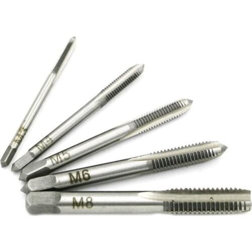 5pcs Hand Tap Tapping Screw Thread Metric Plugs Taps Set M3 M4 M5 M6 M8 Straight Flute Hand Screw Thread Metric Plug