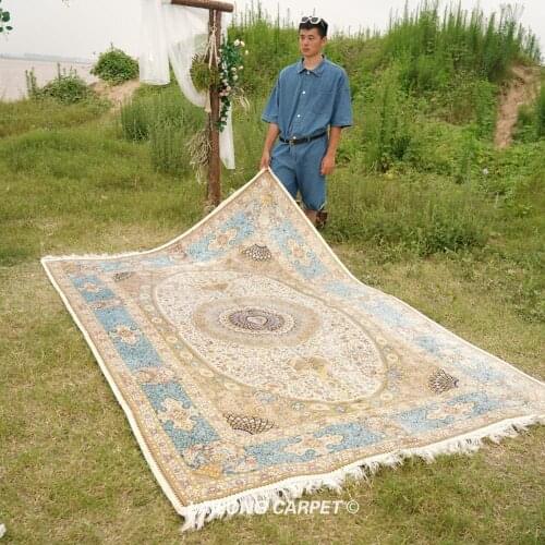 6'x9' Soft Handmade Silk Classic Carpet Antique Hand Woven Rug (ZQG329A)