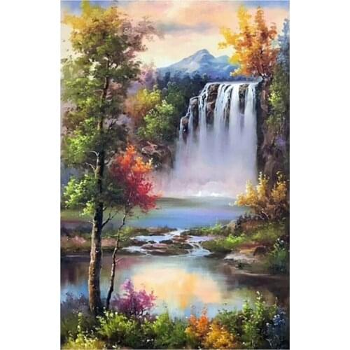 BMBY-Diamond Painting DIY Diamond Full Diamond Round Diamond Cross Living Room Decoration Crafts Great Falls