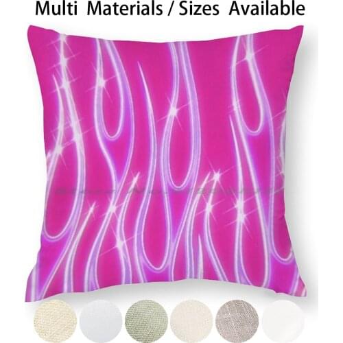 Pink Flames Pillow Case Throw Pillow Cover Cotton Linen Flax Bratz Sparkles Aesthetic Cute Y2k Funny Tweets Rich Money Funny