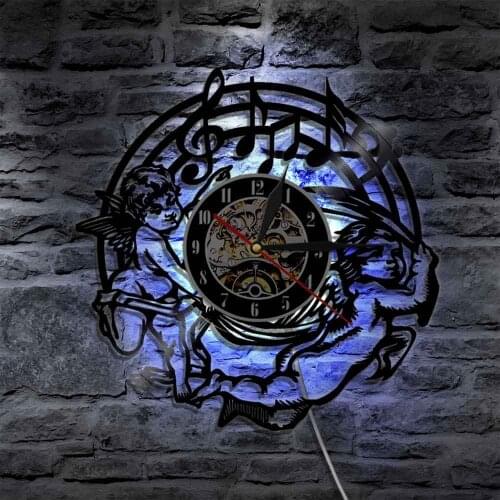 Cupid Inspirational Wall Clock Cupid Love Angel Arrow Vinyl Record Wall Clock Valentines Day Home Decor Hanging Wall Watch