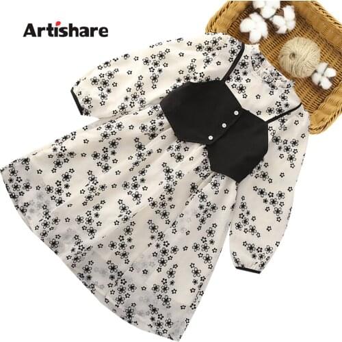 Children Clothes Floral Dress + Vest Clothes For Girls Casual Style Tracksuit For Girl Spring Autumn Childrens Clothes