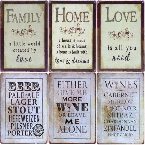Either Give Me More Wine or Leave Me Alone Vintage Metal Signs Tin Plate Iron Painting Bar Cafe Pub Wall Decor Art Stickers A938