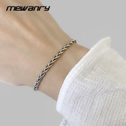 Mewanry 925 Sterling Silver Couples Bracelet New Trend Vintage Punk Rock Minimalist Twist Party Jewelry Birthday Gifts Wholesale