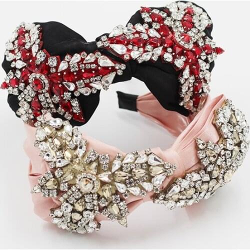 Fashion casual fabric headband New fashion luxury full rhinestone leaves wild temperament fabric hair accessories 851