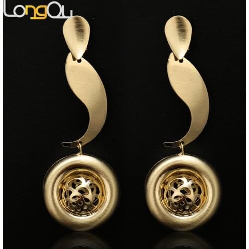 Trendy Jewellery Gold Color Bridal Wedding Jewelry For Women Gold Color Pendents Necklace Geometric Earrings Sets