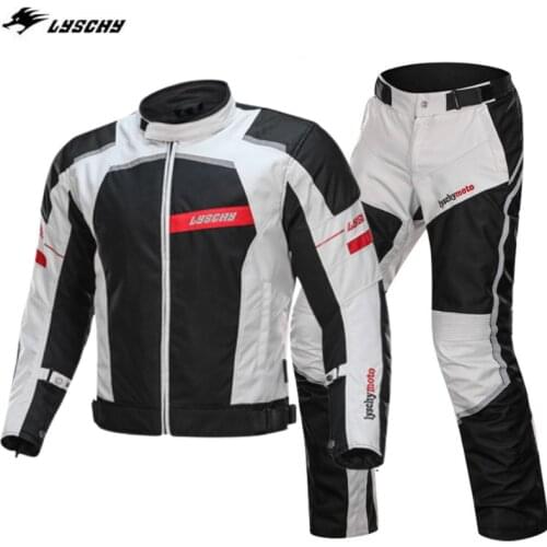 LYSCHY Waterproof Motorcycle Jacket Pants Motocross Jackets Men Riding Anti-Fall Jacket Pants Biker Clothing Protective Coat