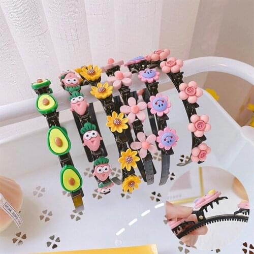 New Creative Cartoon Headband for Girls Cute Flower Avocado Braided Hair Clips Sweet Girls Daily Hairband Ornaments 9 Styles