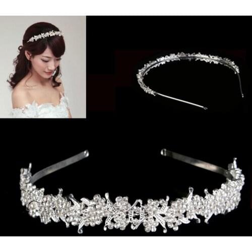 Charming Wedding Bridal Jewelry Headwear Crown Crystal Rhinestone Flower Girl Tiara Twinkling Full Crystal Flower Leaf Headband