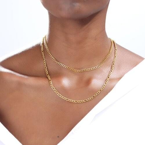 Figaro Chain Necklace Women Gold Silver Color Female Male Long Necklace Stainless Steel Classic Choker Chains Jewerly Wholesale