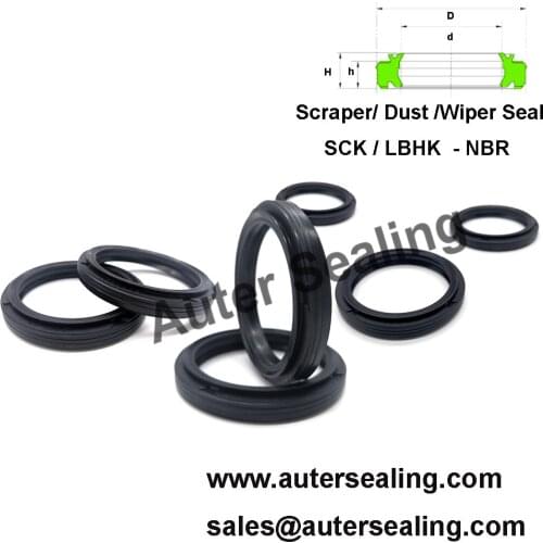 LBHK ID=10-200 mm SCK WIPER Dust seal NBR industry double lips seal components rubber part Scraper rubber rings