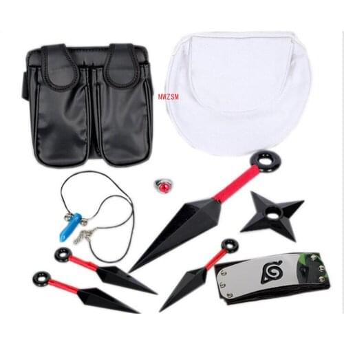 Anime Akatsuki Cosplay Props Collections Plastic Kunai Shuriken Ninja Weapons Bags Set for Halloween Toys