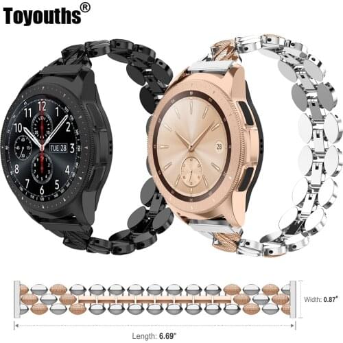 Toyouths Stainless Steel Watch Band for Samsung Galaxy Watch 42mm Bracelet Wristband Women Metal Strap for Galaxy Active 2 40mm