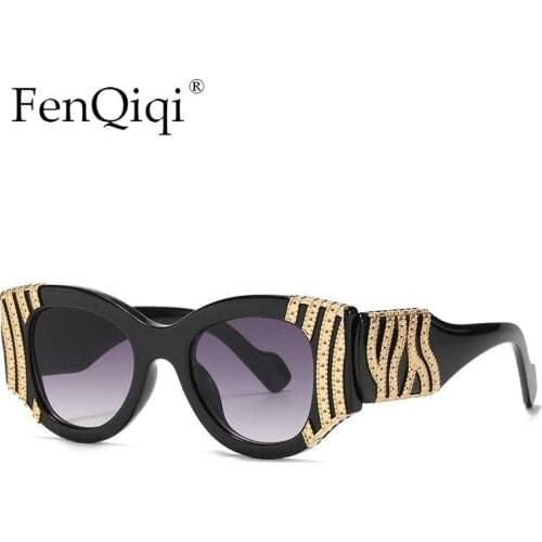 Luxury Designer Sunglasses Diamond Vintage Cat Eye Steam Punk Metal Frame Shades Masks Glasses Lunette De Soleil Femme