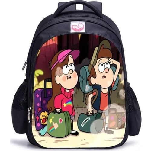 16 Inch Gravity Falls School Bags Kids Backpack Boys Girls School Bags Daily Children Bookbag Primary Children Mochila
