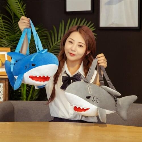 1 Piece Popular Kawaii Shark Backpack Stuffed Dolls Messenger Bags Plush Toys Girls Girlfriend Kids Gift Children Toys