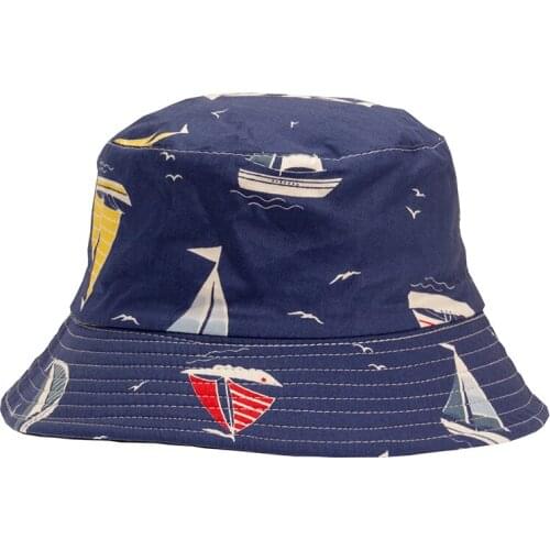 Anchor Printed Fishermans hat mens and womens rudder Sunshade sailboat sun hat leisure cap basin hat Navy hat