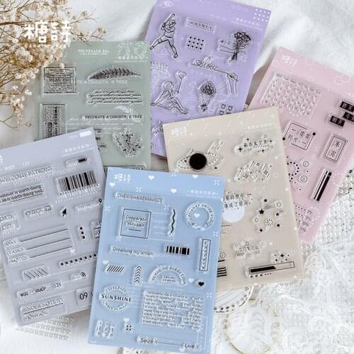 XINAHER vintage plant star list date silicone clear stamp for scrapbooking album DIY craft decoration rubber stamp
