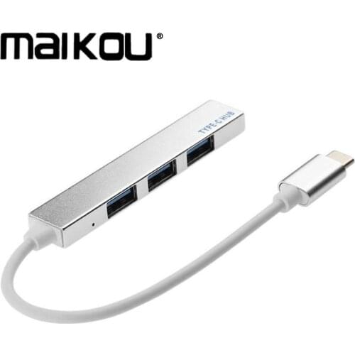 Type-C to USB2.0 4 Ports HUB Aluminum Alloy Splitter for Macbook Laptop PC Computer