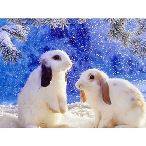 Animal Rabbit DIY Embroidery 11CT Cross Stitch Kits Needlework Craft Set Cotton Thread Printed Canvas Home Wholesale