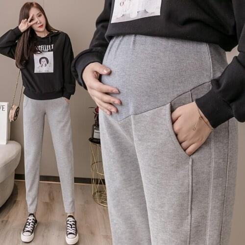 260# Maternity Pants Spring Autumn Casual Pants Comfy Belly Support Pants Easy Matching Maternity Trousers