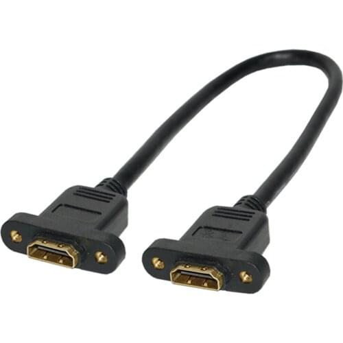 High quality HDMI Female to Female Converter Adapter Cable Extension Connector With Panel Hole V1.4 Black 30cm