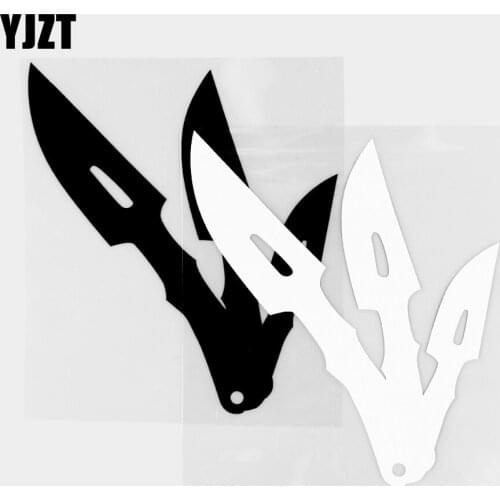 YJZT 15×12.2CM Bumper Rear Window Glass Art Car Sticker Creative Throwing Knife Exquisite Vinyl Decal Black / Silver 20C-0506